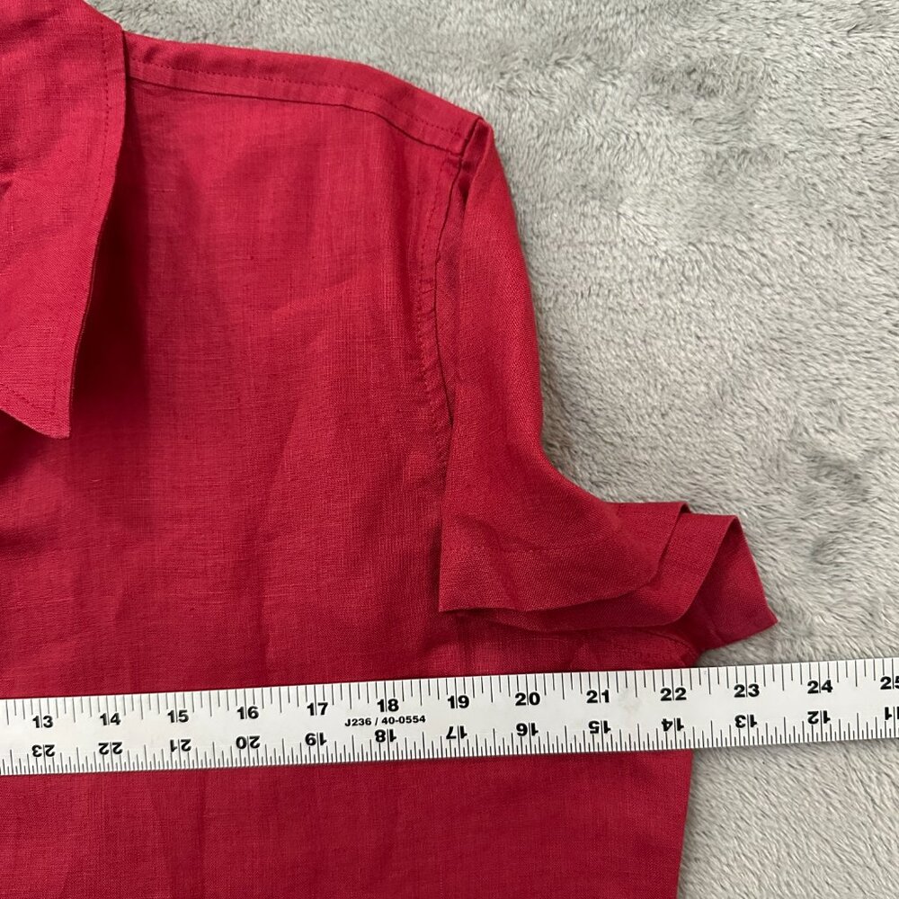 Vintage 90s Y2K Gap 100% Linen Short Sleeve Button Up Shirt Top XL Women's Red - Picture 4 of 4
